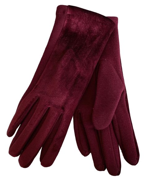 Ladies burgundy coloured gloves, velvet style fabric to the top and cotton blend fabric to the other side  £8.99 with Free UK Delivery  Excellent quality, soft fleecy style lining.  One size. Fancy Gloves, Gloves Aesthetic, Velvet Gloves, Ladies Gloves, Fashion Gloves, Red Gloves, Velvet Style, Gloves Fashion, Prom Accessories