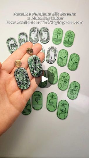 24K views · 548 reactions | This was such a fun technique to create a jungle themed slab for these fun pendants!

There are two styles of this silk screen and cutter set available. 
#summervibes #clayearrings #polymerclaytools | The Clay Impress | The Clay Impress · Original audio Modelling Clay, Polymer Clay Tools, Clay Tools, Modeling Clay, Silk Screen, Polymer Clay Jewelry, Clay Jewelry, Polymer Clay Earrings, Clay Earrings