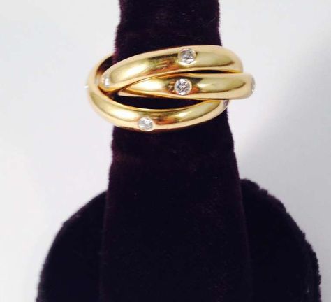 Cartier Triple Intertwined Gold and Diamond Rolling Rings | From a unique collection of vintage band rings at http://www.1stdibs.com/jewelry/rings/band-rings/ Rolling Ring, Let's Get Married, Vintage Band, Cartier Love Bracelet, Ring Size 7, Girls Best Friend, Cartier, Made In France, Band Rings