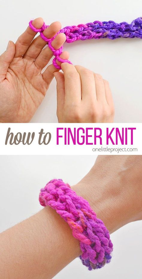 How To Finger Knit, Craft For Adults, Easy Craft For Kids, Finger Knitting Projects, Finger Knit, Yarn Crafts For Kids, Easy Yarn Crafts, Make Friendship Bracelets, Crochet Blanket Pattern Easy