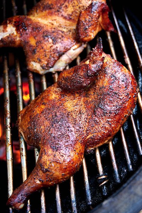 Smoked Chicken Halves Smoked Chicken Quarters, Chicken Quarter Recipes, Smoked Chicken Recipes, Smoked Whole Chicken, Braised Chicken Breast, Chicken Breast Crockpot Recipes, Half And Half Recipes, Chicken Quarters, Crockpot Chicken Breast