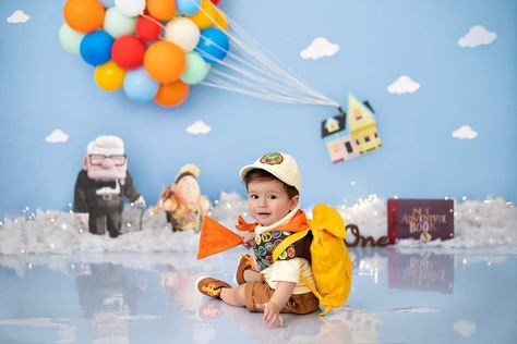 Up Birthday Party Theme Disney, Half Birthday Baby, Baby First Birthday Themes, Kids Milestones, Baby Backdrop, Boys 1st Birthday Party Ideas, 1st Birthday Pictures, Monthly Baby Pictures, Baby Boy 1st Birthday Party