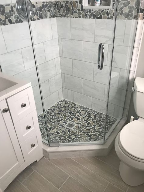 Small Shower Remodel, Mold In Bathroom, Small Bathroom Makeover, Bathroom Remodel Shower, Corner Shower, Bathroom Redo, Budget Bathroom, Trendy Bathroom, Bathroom Layout