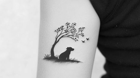 Dog Paw With Mountains Tattoo, Minimalistic Dog Tattoo, Subtle Dog Tattoo, Pet Portrait Tattoos, Doberman Tattoo, French Bulldog Tattoo, Minimalistic Tattoos, Dog Tattoo Ideas, Bulldog Tattoo