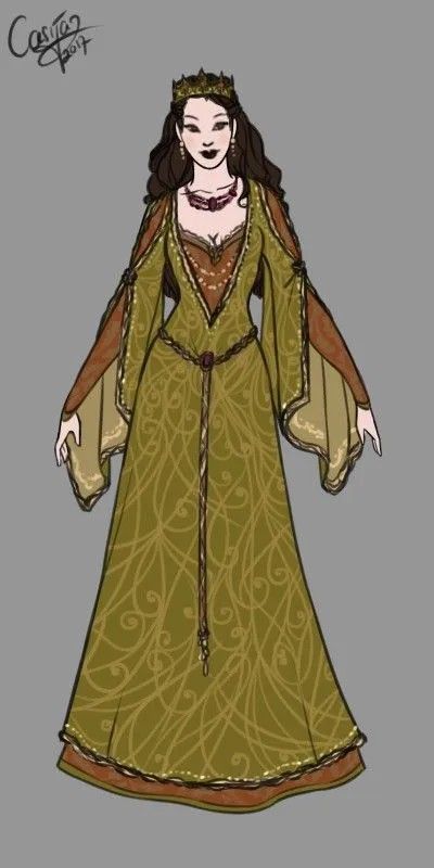 Medieval Dress Sketch, Kotlc Inspired Outfits, Medieval Dress Art, Camelot Costumes, Sunna Goddess, Medieval Dress Drawing, Medieval Clothing Drawing, Drama Clothes, Medieval Princess