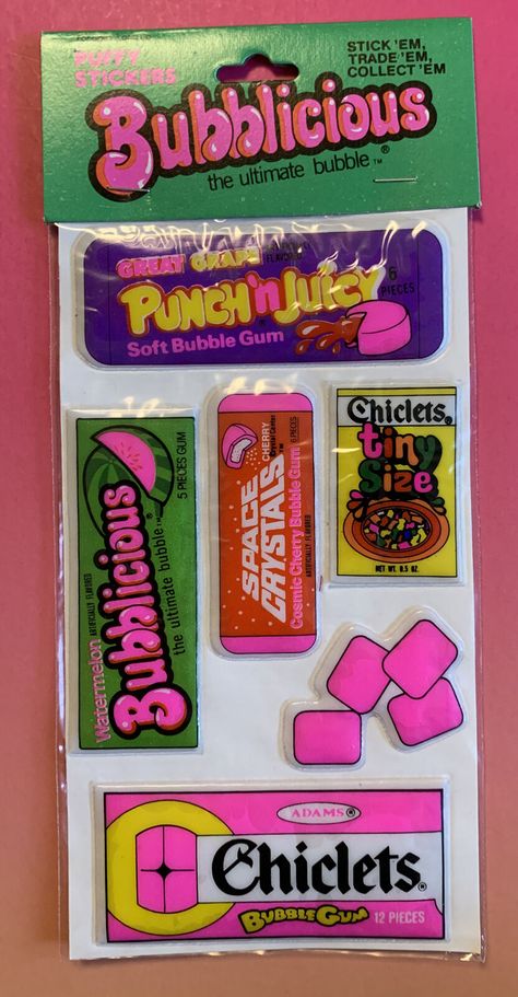 90s Toy Ads, Nostalgic Snacks, 90s Stickers, Fuzzy Stickers, Childhood Memories 80s, Childhood Memories 90s, Toy Packaging, Vintage Stickers, Puffy Stickers