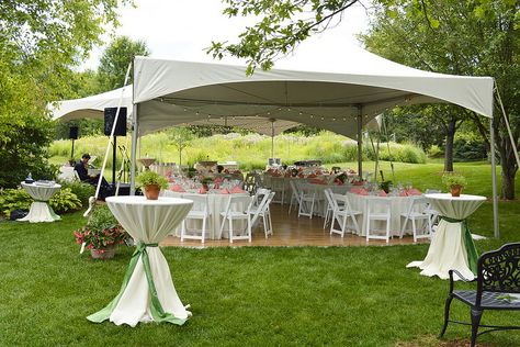 Create a perfect wedding space by combining two square frame tents, draping cafe… Wedding Tent With Lights, Backyard Graduation Party Ideas Outdoor, Tent Garden Wedding, Outdoor Tent Party, White Garden Chairs, Bunny Wedding, Tent Garden, Event Tents, Backyard Graduation Party