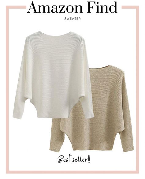 Batwing Top Outfit, Batwing Sweater Outfit, Batwing Knitwear, Model Atasan, Airport Outfit Comfy, Airport Travel Outfits, Batwing Sweater, Amazon Clothes, Sweater Trends