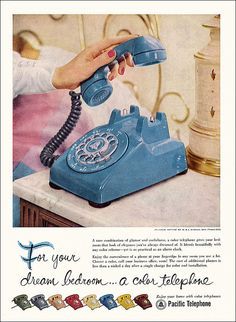 1965 bell telephones ad - we had both styles | The Good Old Days ... Telephone Vintage, Vintage Advertising Art, Vintage Phones, Vintage Telephone, Retro Ads, On The Phone, Old Phone, Vintage Memory, Vintage Interiors