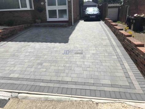 Block Paved Driveway Ideas, Block Driveway Ideas, Grey Block Paving Driveways, Block Paving Driveway Ideas, Driveway Ideas Uk, Block Paving Patterns, Driveway Pavers Design, Block Paving Patio, Front Driveway Ideas