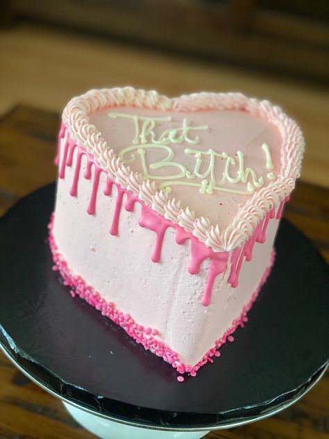 Heart Drip Cake, Heart Sprinkles Cake, Drake Birthday Cake, Pink Glitter Heart Cake, Heart Shape Chocolate Cake Designs, Pink Cake With Chocolate Drip, Drake's Birthday, Drop Cake, Heart Birthday Cake