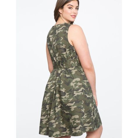 ELOQUII Sleeveless Fit and Flare Camo Dress (2,355 MXN) ❤ liked on Polyvore featuring dresses, white camo dress, white sleeveless dress, camo dress, sleeveless fit and flare dress and white a line dress Military Inspired Fashion, Pleated Skirt Dress, Camouflage Dress, Camo Dress, Eloquii Dress, Camo Outfits, Red Striped Dress, Curvy Women Outfits, Fitted Sheath Dress