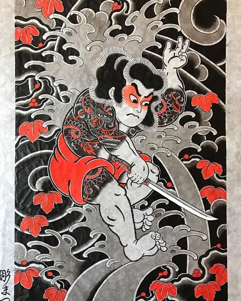 Artist: Bunshin Horimatsu Tebori Tattoo, Tengu Tattoo, Tattoo Japanese Style, Pop Art Decor, Japanese Art Styles, Traditional Tattoo Sleeve, Samurai Artwork, Irezumi Tattoos, Asian Tattoos