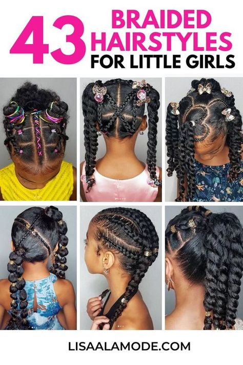 43 Braid Hairstyles For Little Girls With Natural Hair #kidshairstyles #braidsforkids #hairstylesforkids #kidshair #easyhairstyles #longhairstyles #shorthairstyles #toddlerhairstyles #pigtails #buns #ponytails #kidsfashion #backtoschoolhair #holidayhair #trendyhairstyles #cutehairstyles Four Braided Hairstyles, Braids For Biracial Kids, Little Mixed Girl Hairstyles Easy Braids, Biracial Braided Hairstyles, Black Daughter Hairstyles Braids, Girl Protective Styles Kid Hair, Cute Little Black Girls Hair Style, Children Braided Hairstyles For Kids, Child Braid Hairstyles