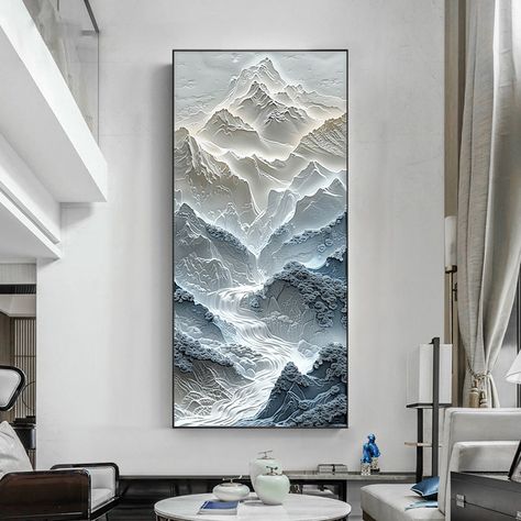 Textured Mountain Art, Mountain Oil Painting, Modern Art Painting, Large Modern Wall Art, Mountain Artwork, Abstract Mountain, Art Deco Interior Design, Big Wall Art, Texture Painting On Canvas