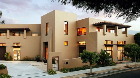 12 Adobe Revival House Ideas Pueblo Revival Architecture, Pueblo Style Homes, Types Of Houses Styles, Adobe Style Homes, Modern Adobe, Pueblo Revival, Canyon House, Adobe Homes, Earth Kingdom