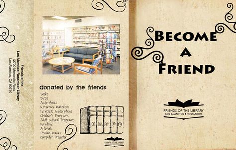 Friends of the Library Brochure on Behance Friends Of Library, Friends Of The Library Ideas, Friends Of The Library Fundraisers, Library Brochure, Templates Friends, Library Fundraiser, Library Friends, Library Resources, Indesign Brochure