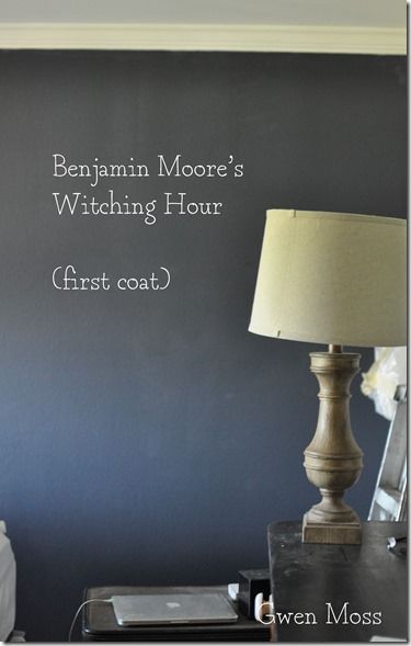 Gwen Moss: I’m painting my first black room…in BM’s Witching Hour Benjamin Moore Bedroom, Benjamin Moore Bathroom, Black Paint Color, Office Paint, Black Rooms, Cute Room, Savvy Southern Style, Favorite Paint Colors, Bathroom Paint Colors