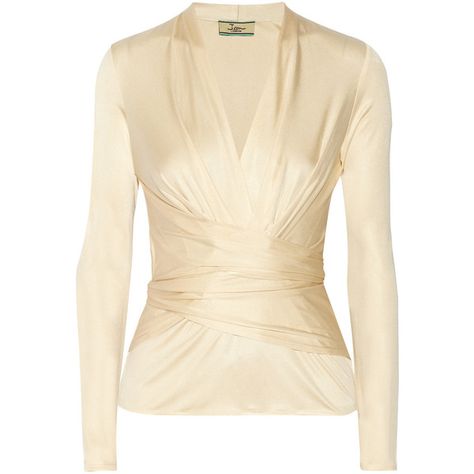 Issa Wrap-effect silk-jersey top ($180) ❤ liked on Polyvore featuring tops, shirts, blouses, beige, wrap around top, wrap top, beige shirt, cream shirt and tie shirt White Wrap Top, Long Sleeve Wrap Top, White Long Sleeve Blouse, White Long Sleeve Top, Wrap Shirt, White Long Sleeve Shirt, Beige Top, Loose Fitting Tops, Jersey Top