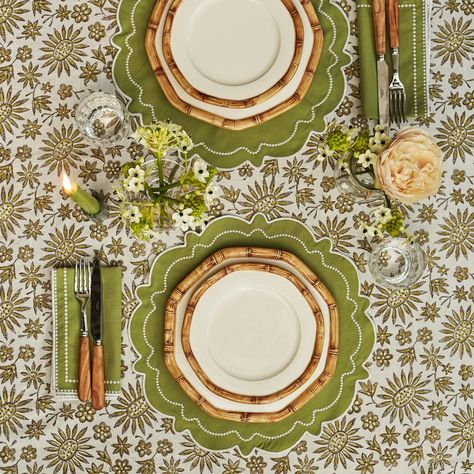 Rent: Abigail Green Napkin Sage Green Napkins, Green Placemats, Starter Plates, Green Napkins, Sage Color, Embroidered Trim, Vase Candle Holder, Dots Design, Yellow Print