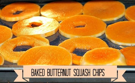 Baked Butternut Squash Chips - Two Little Cavaliers Butternut Squash Chips, Natural Dog Remedies, Squash Chips, Puppy Tips, Baked Butternut Squash, Cut Butternut Squash, Dehydrated Foods, Vegetable Chips, Baked Squash