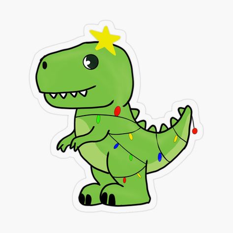 Tree Rex, Plastic Stickers, Personalized Water Bottles, Christmas Cartoons, Christmas Stickers, Christmas Design, Yule, T Rex, Cute Designs