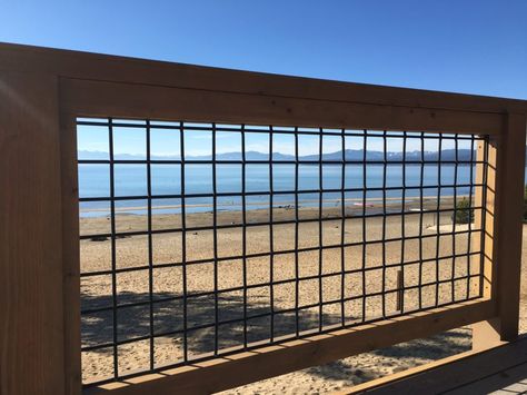 Mesh Railing, Wild Hog Railing, Wire Deck Railing, Black Tahoe, Hog Wire Fence, Deck Rails, Metal Deck Railing, Deck Skirting, Composite Deck Railing