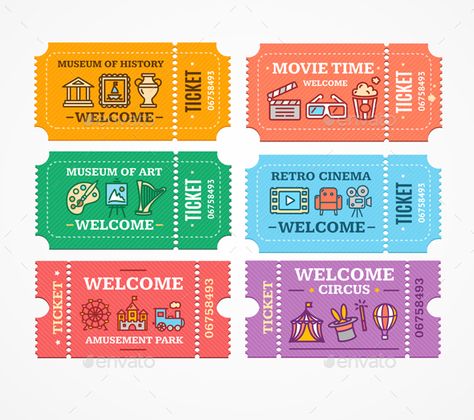 Cartoon Color Different Tickets Icon Set #Color, #Cartoon, #Tickets, #Set Amusement Park Ticket Design, Ticket Png Aesthetic, Cute Ticket Design, Aesthetic Ticket, Ticket Design Ideas, Cute Tickets, Tickets Aesthetic, Ticket Illustration, Ticket Png