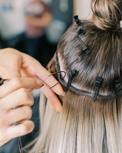 ✨ The perfect loop stitch in action! ✨ This method is our go-to for keeping extensions securely in place. Pro tip: Maintaining proper tension in the string ensures your stitches lay flat and look flawless, giving your extensions a seamless, natural blend with the foundation of beads. 💫 • Trouvé Custom Hair Extensions www.trouvecustomhairextensions.com #HairExtensions #LoopStitch #SeamlessExtensions #HairGoals #trouvéhairextensions #handtiedextensions Loop Stitch, Mega Hair, 100 Remy Human Hair, The Foundation, Remy Human Hair, Master Class, Unique Colors, Hair Goals, Lay Flat