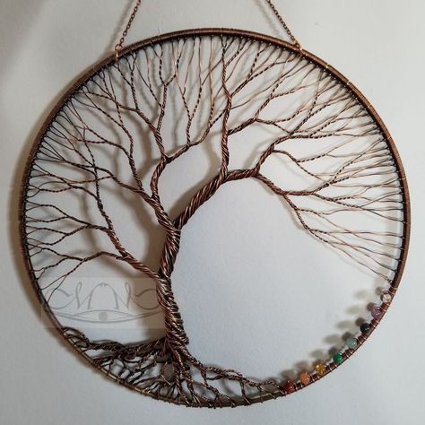 Wire Tree Of Life Dream Catcher, Inviting Home Decor, Tree Of Life Crafts, Copper Wire Crafts, Copper Wire Art, Macrame Wall Hangings, Dream Catcher Art, Wire Art Sculpture, Dream Catcher Craft