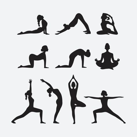 Fitness Symbols Icons, Yoga Poses Black And White, Yoga Silhouette Art, Yoga Drawing Poses, Yoga Pose Silhouette, Yoga Drawing Art, Yoga Images Art, Yoga Pose Drawing, Yoga Poses Illustration