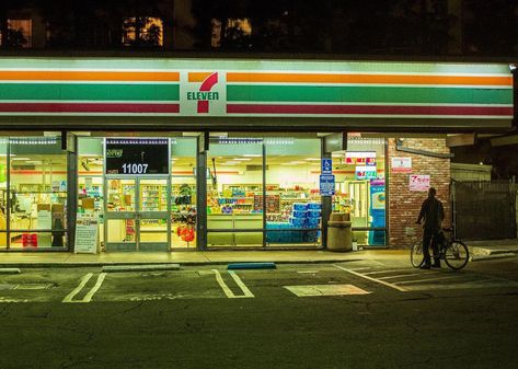 Convenience Store Aesthetic Night, Seven Eleven Aesthetic, Supermarket At Night, Liminal Space Grocery Store, Convenience Store Film Photography, Liminal Space Supermarket, Gas Station Liminal Space, Just Do It Wallpapers, 7 Eleven