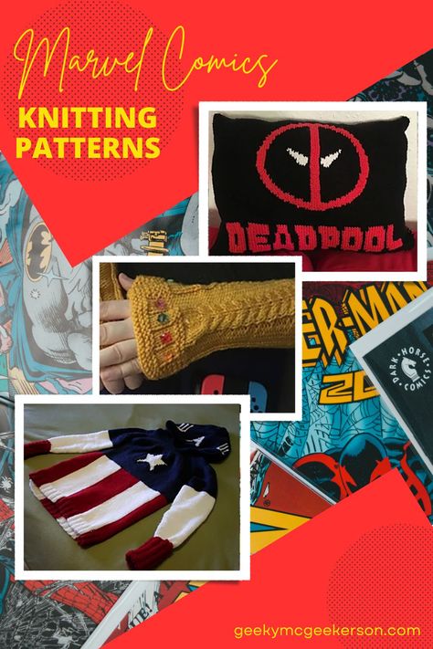 Attention Marvel fans and knitting enthusiasts, get ready to combine your passions with these exciting Marvel Comics knitting patterns! There are superhero knitting patterns for blankets, plushies, sweaters, and more. I have included both paid patterns and free Marvel Comics knitting patterns. Included are items for Capatin America, Deadpool, Thanos, Spider-Man, Thor, The Avengers, Scarlet Witch, Captain Marvel, and Miss Minutes. Deadpool Knitting Pattern, Marvel Knitting Patterns, Knitting Patterns For Blankets, Avengers Scarlet Witch, Miss Minutes, Knitting Baby, Knit Stockings, Marvel Fan, Sweater Knitting Patterns