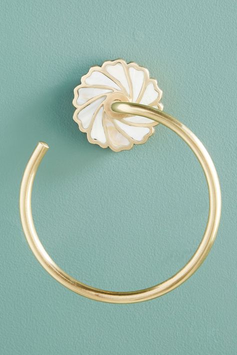 Gracie Towel Ring | Anthropologie Unique Cabinets, Towel Ring, Towel Rings, Bhldn Weddings, Towel Hooks, Mother Pearl, Earmuffs, Towel Bar, Paper Holder