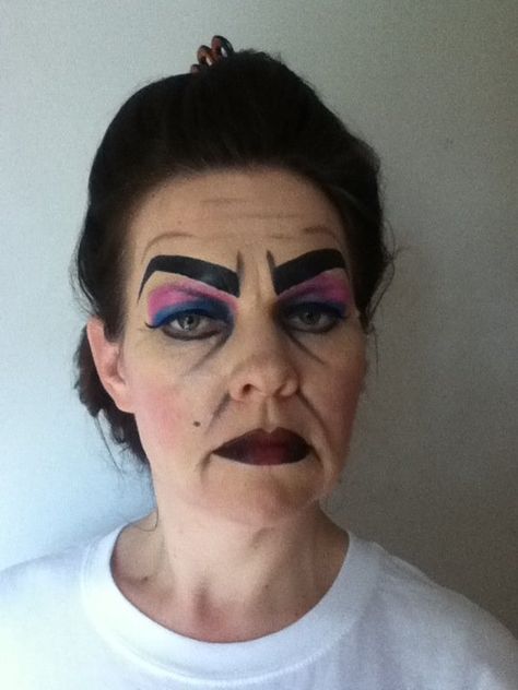 Evil Stepmother Makeup, Pantomime Makeup, Wrinkle Makeup, Grandma Makeup, James And The Giant Peach Costume, Old School Photos, Cinderella Makeup, Mothers Makeup, Wicked Stepmother