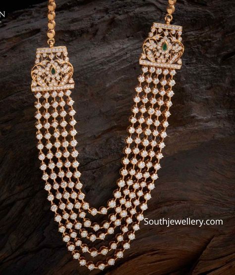 Diamond chandraharam Royal Necklaces, Vanity Remodel, Diamond Haram, Mango Design, Wedding Jewellery Designs, 22 Carat Gold Jewellery, Indian Diamond Jewellery, Bridal Diamond Necklace, Diamond Pendants Designs