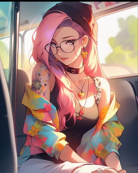 Anime Girlies Nerd, Nerdy Anime Woman, Semirealistic Sketch, Superhero Character Art, Female Oc Art Modern, Ginger Female, Anime Woman, Cyberpunk Girl, Anime Drawings Tutorials