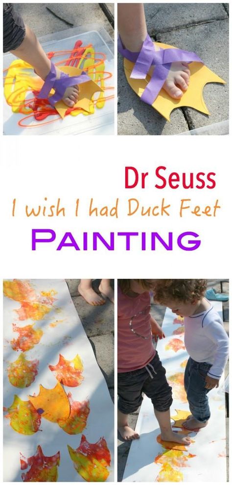 Dr Seuss Activities For Toddlers, Cardboard Dinosaur, Dr Seuss Preschool Activities, Pond Animals, Duck Crafts, Seuss Crafts, Dr. Seuss, Dr Seuss Week, Duck Feet