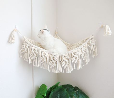 pet swing bed Corner Hammock, Macrame Cat Hammock, Hanging House, Swing Bed, Cat Wall Furniture, Wall Corner, House Cat, Cat Hammock, Cat Bed Furniture