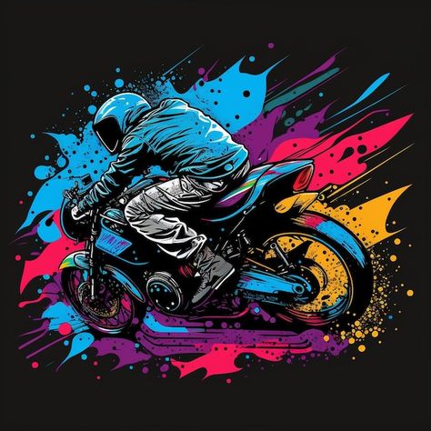 A colorful illustration of a motorcycle ... | Premium Photo #Freepik #photo #yamaha #ducati #motorcyclist #motorcycle-biker Girl Riding Motorcycle, Riding A Motorcycle, Helmet Motorcycle, Colorful Illustration, About A Girl, Riding Motorcycle, Motorcycle Helmet, Neon Colors, Vector Photo