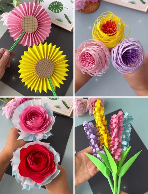 Paper Flower Crafts For Kids, Edible Paper Flowers, Flower Crafts For Kids, Miniature Cafe, Fun Origami, Simple Paper Flower, Paper Party Decorations, Halloween Paper Crafts, Origami For Beginners