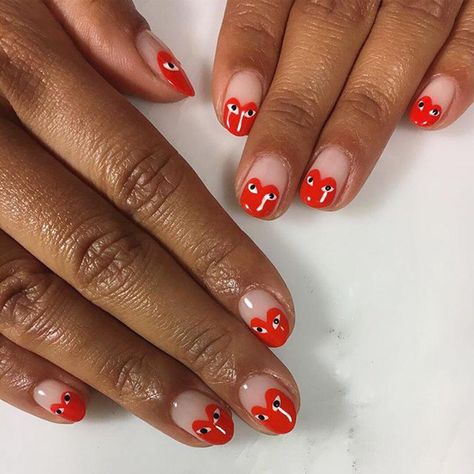 Byrdie on Instagram: “@commedesgarcons mani FTW. ❣ photo: @vampclaws” Nail Heart, Heart With Eyes, Eyes Nails, Minimalist Details, Nails Heart, Heart Nail, Short Nail, Nails Almond, French Tips