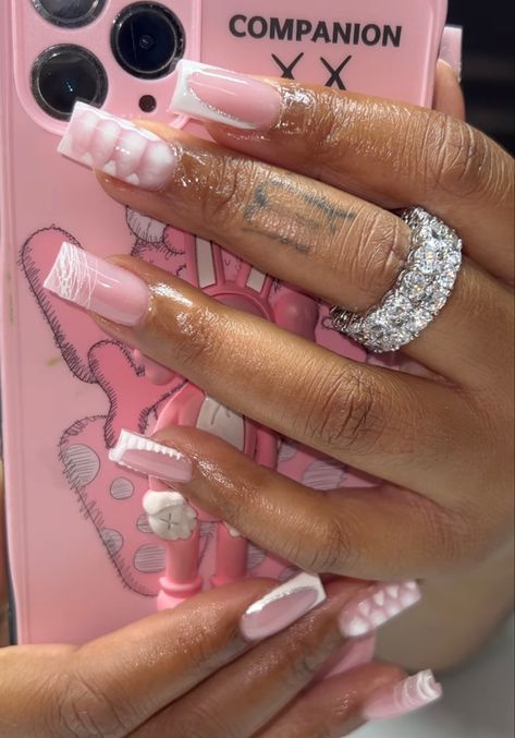 Quartz Nails, Acrylic Nail Set, Hard Nails, Long Acrylic Nail Designs, Colored Acrylic Nails, Girly Acrylic Nails, French Tip Acrylic Nails, Short Square Acrylic Nails, Long Acrylic Nails Coffin