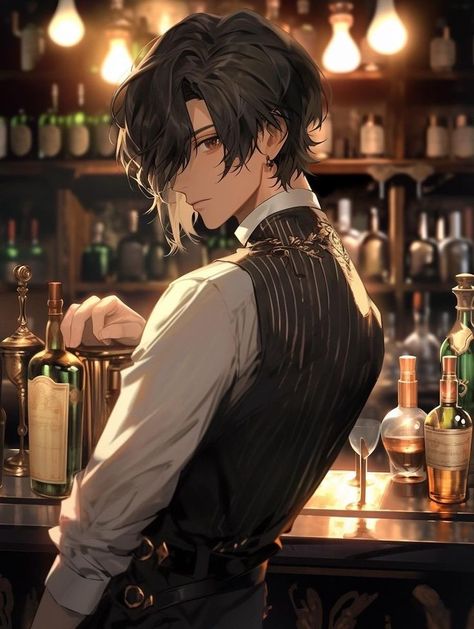 Bartender Anime, Toni Mahfud, Guy Drawing, Digital Art Anime, High Fantasy, Character Design Male, Boy Art, Handsome Anime Guys, Male Face