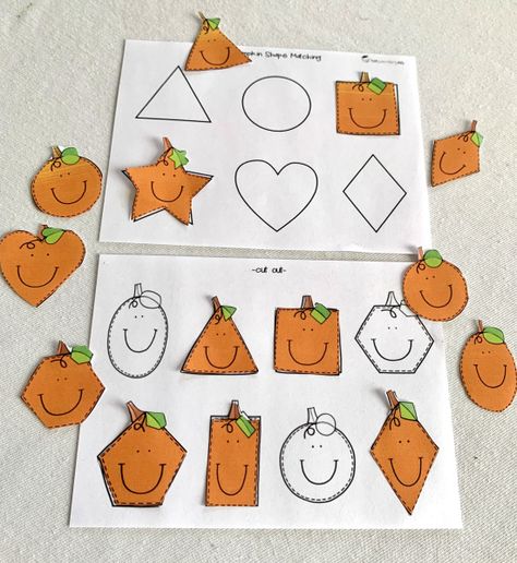 Pumpkin Shape Sorting, Spooky Square Pumpkin Craft, Halloween Shape Activities Preschool, Pumpkin Shapes Preschool, Pumpkin Matching Game, Fall Shape Crafts Preschool, Pumpkin Shapes Printable, Spookley The Square Pumpkin Preschool, Spookily The Square Pumpkin Craft