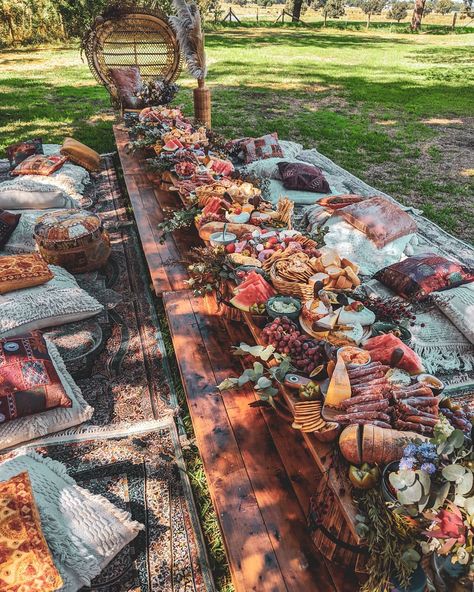 ✨The best way to celebrate is with a Miss Mays Picnic.✨ - - This luxurious 5m long feast was for a wonderful baby shower we recently… Picnic Styling, Picnic Business, Picnic Inspo, Table Picnic, Luxury Boho, Picnic Inspiration, Picnic Aesthetic, Picnic Style, Boho Picnic