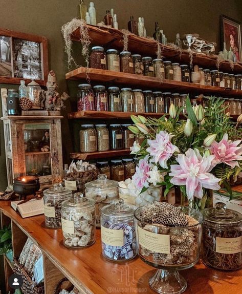 Herbal Apothecary Aesthetic, Apothecary Aesthetic, Herbalist Shop, Apothecary Shoppe, Apothecary Design, Herbal Shop, Apothecary Decor, Herbal Store, Herb Shop