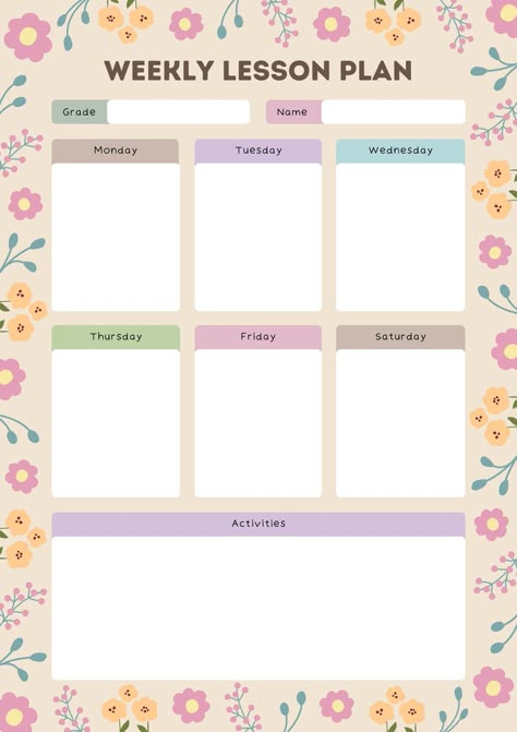 Customize 1,329+ Weekly Lesson Plan Templates Online - Canva Ladybug Frame, Timetable Planner, Teacher Lesson Plans Template, Weekly Lesson Plan, Weekly Lesson Plan Template, Lesson Plan Template, Teacher Lesson Plans, Photo Collage Maker, School Things