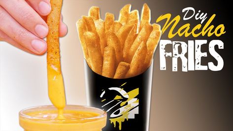 Do you want your new favorite Taco Bell Nacho Fries but they're not on the menu at the moment? Diy Taco Bell, Canes Recipe, Arby's Curly Fries, Taco Bell Nacho Fries, Taco Bell Nacho Cheese, Nacho Fries, Taco Bell Recipes, Fried Tacos, Jalapeno Sauce