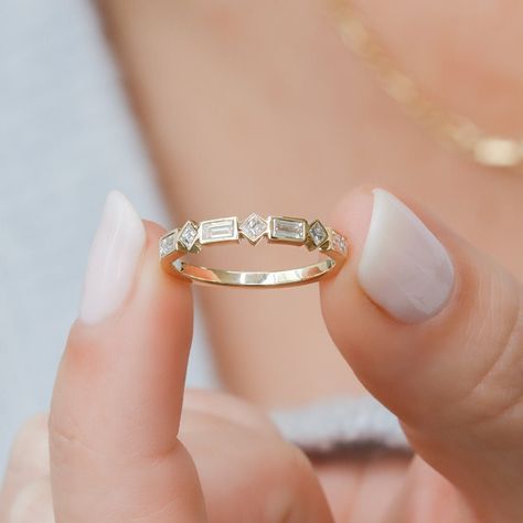 Unique Diamond Wedding Bands, Delicate Wedding Band, Modern Wedding Band, Eternity Wedding Ring, Delicate Wedding, Eternity Ring Gold, Custom Wedding Band, Baguette Diamond Rings, Baguette Ring